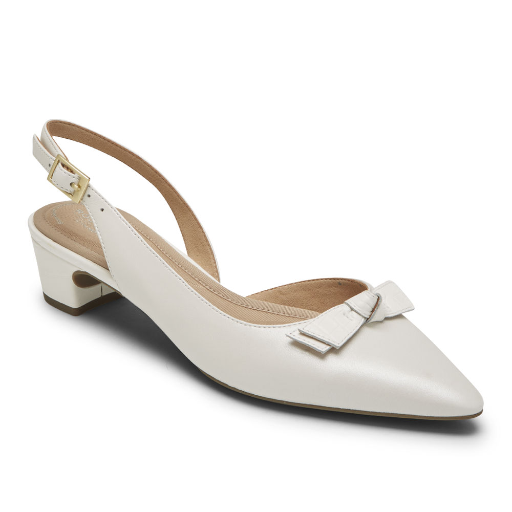 Rockport Singapore Womens Heels - Total Motion Gracie Bow Slingback White - IY0537691